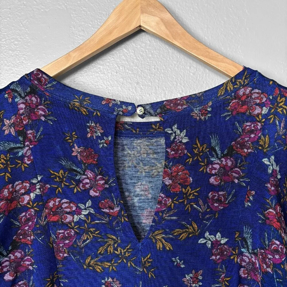 Free People Dock Street Floral Print Ruffle Blouse Womens Size XS Whimsigoth